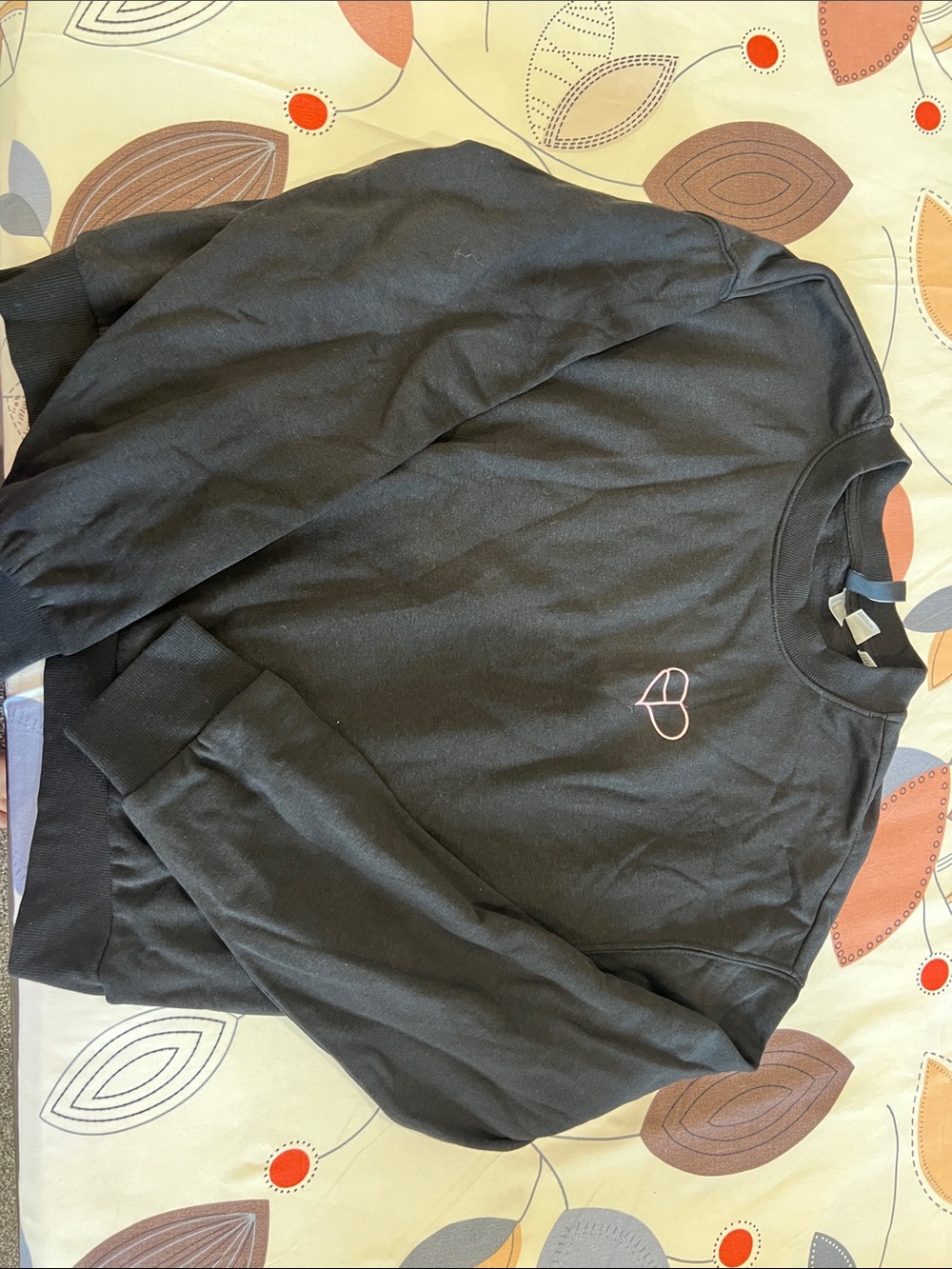 H&M Black Crewneck Sweater with Pink Heart Outline